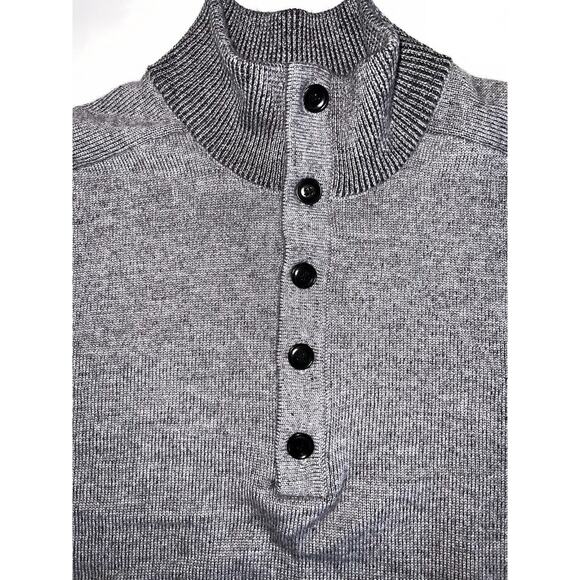 THEORY GRAY MERINO WOOL 1/4 BUTTON SWEATER PULLOVER SZ M MEDIUM - Picture 1 of 4